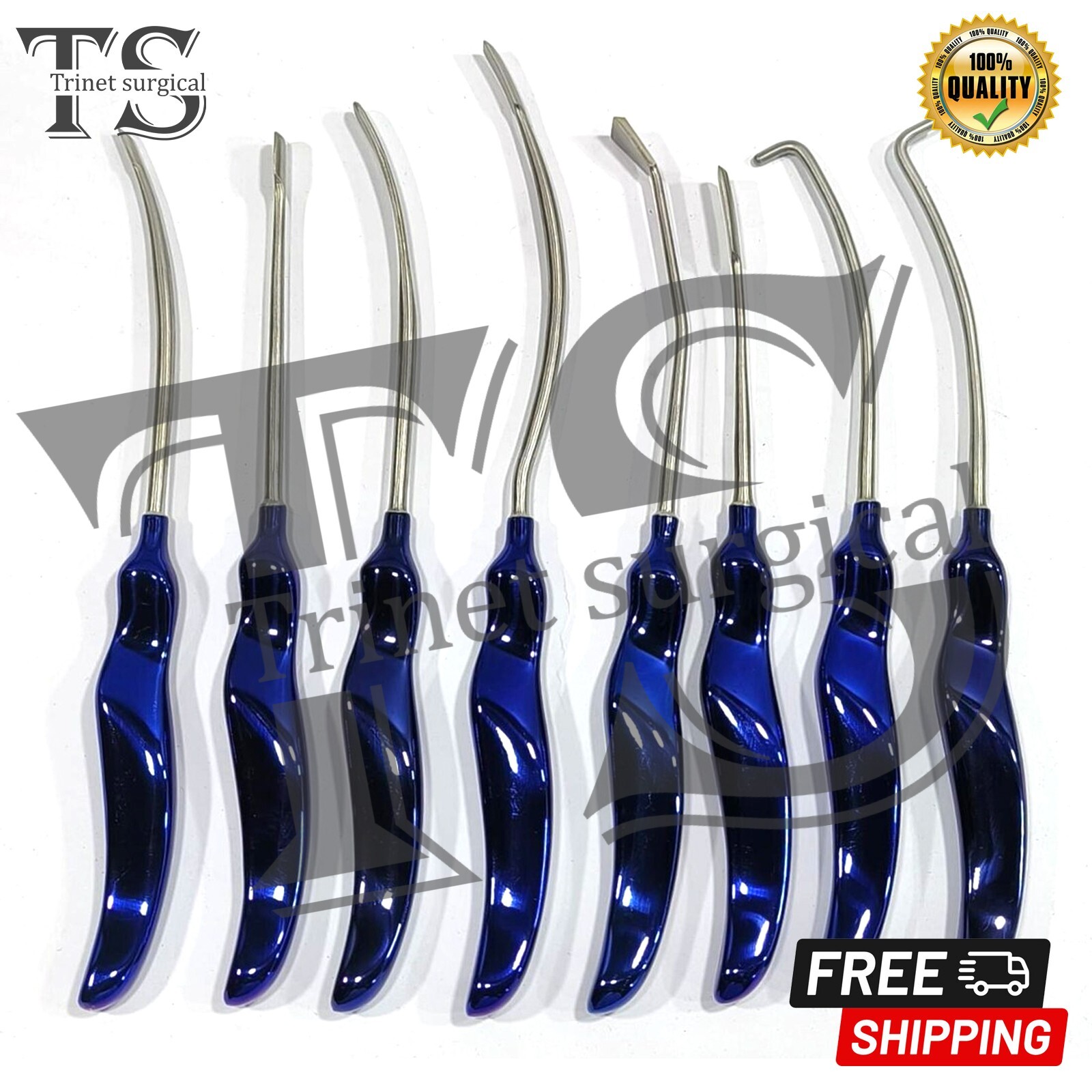Face Lift Browlift Dissector & Elevator Set of 8 Pcs Plastic Surgery Instruments