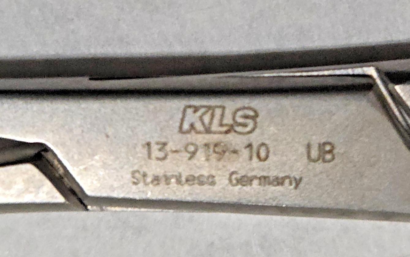 LOT of 3 KLS Martin 13-919-10 LORNA TOWEL FORCEPS, Curved, Toothed, 4″
