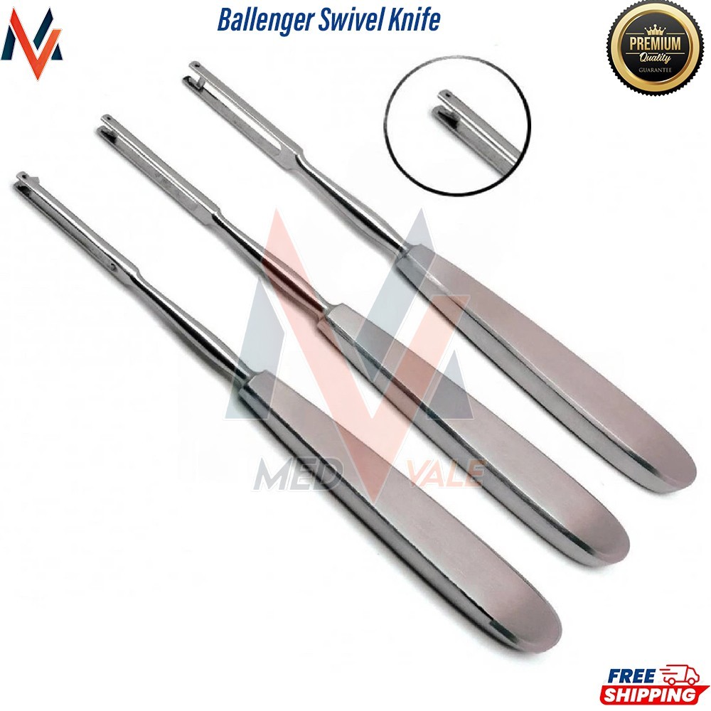 Set of 3 Ballenger Swivel Knife, 7.75 Straight Surgical instruments