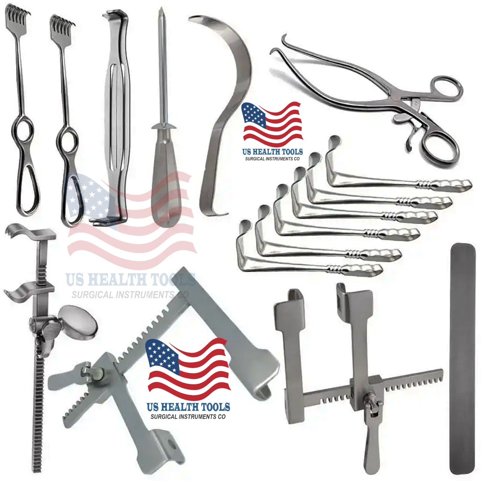 Retractor Instrument Set of 17pcs Basic Abdominal Major Surgery General Nasal