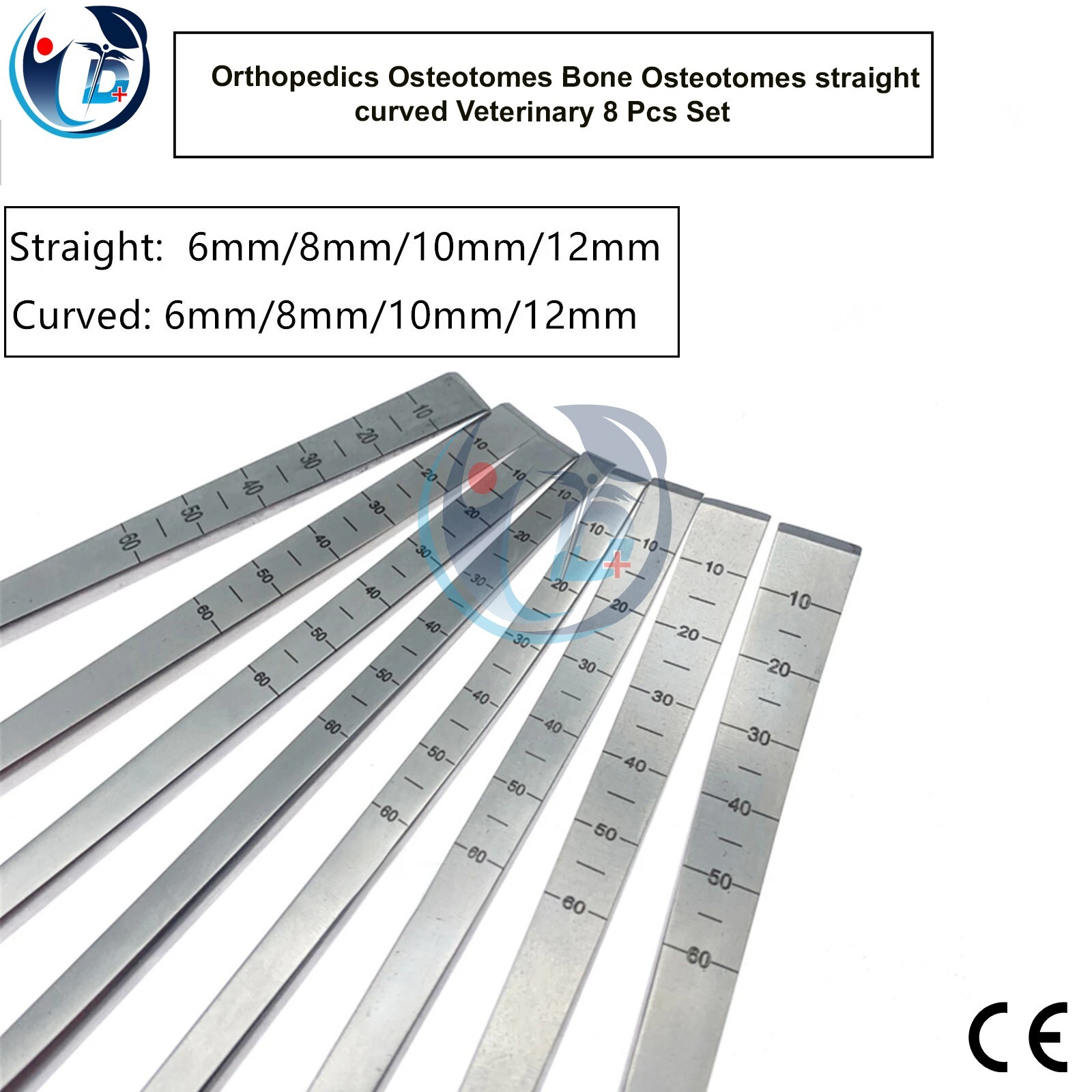 Orthopedics Osteotomes Bone Osteotomes straight curved Veterinary 8 Pcs Set