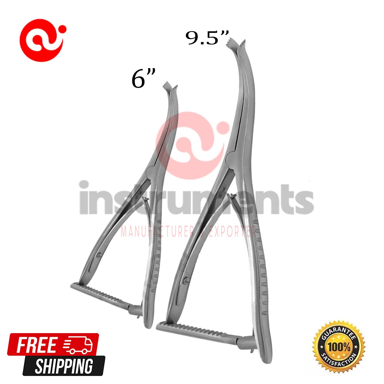 Inge Lamina Spreader with Teeth 2pcs 6″ and 9.5″ Curved Jaws High Quality By Ai