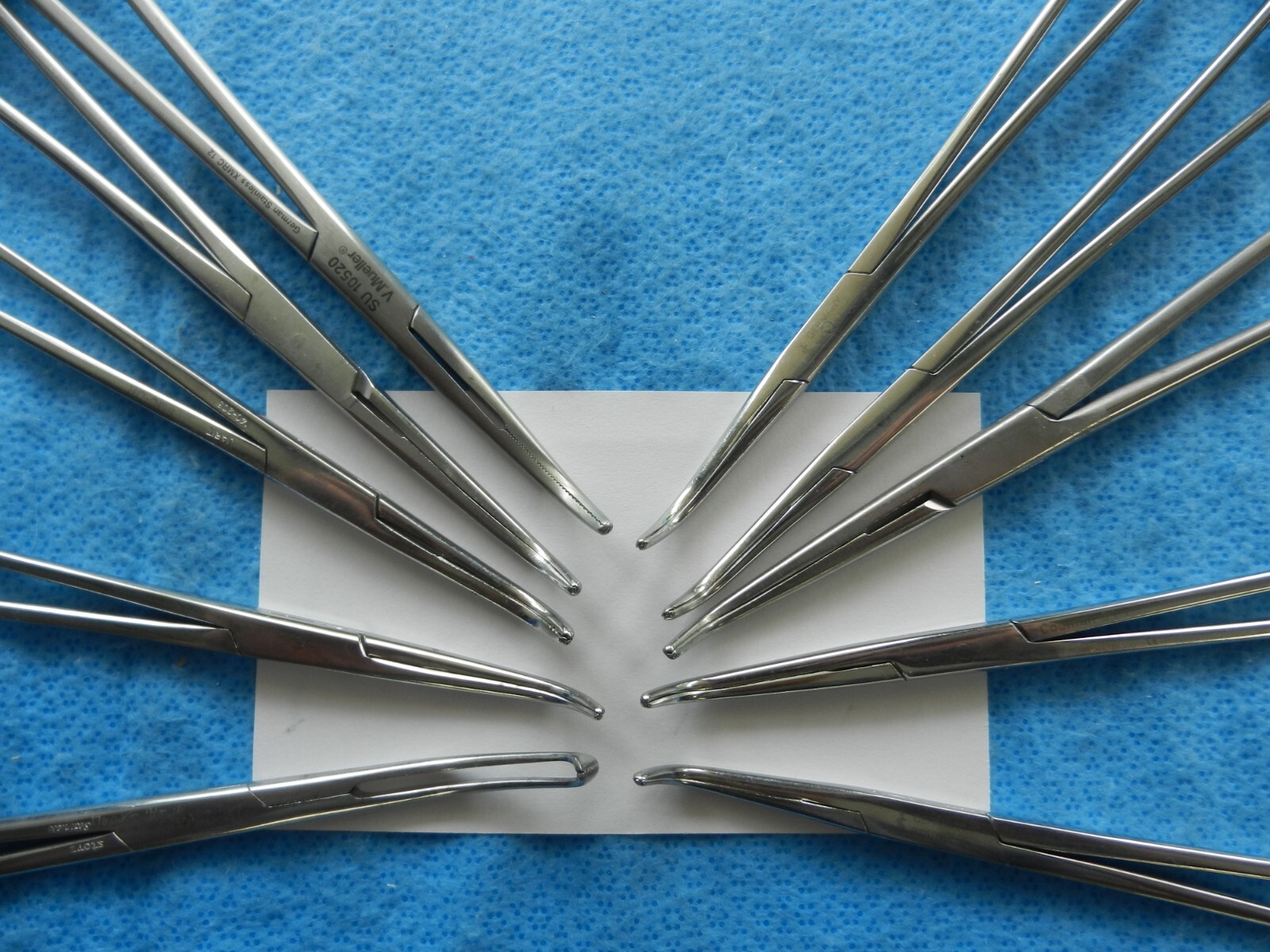 D8992 Codman Jarit V.Mueller Lot of 10 Curved/Straight Forceps Approx. 19cm