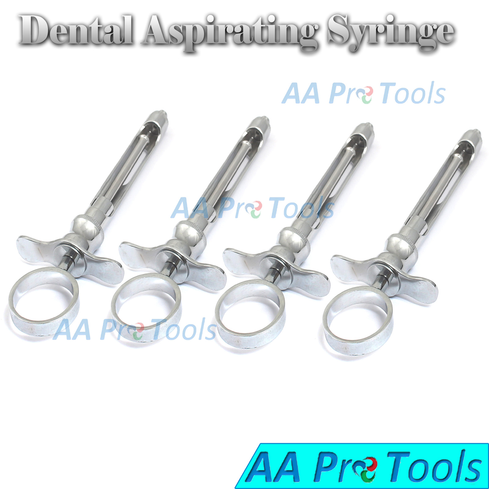 4 Dental Anesthetic Syringes Self-Aspirating 1.8ml Stainless Steel