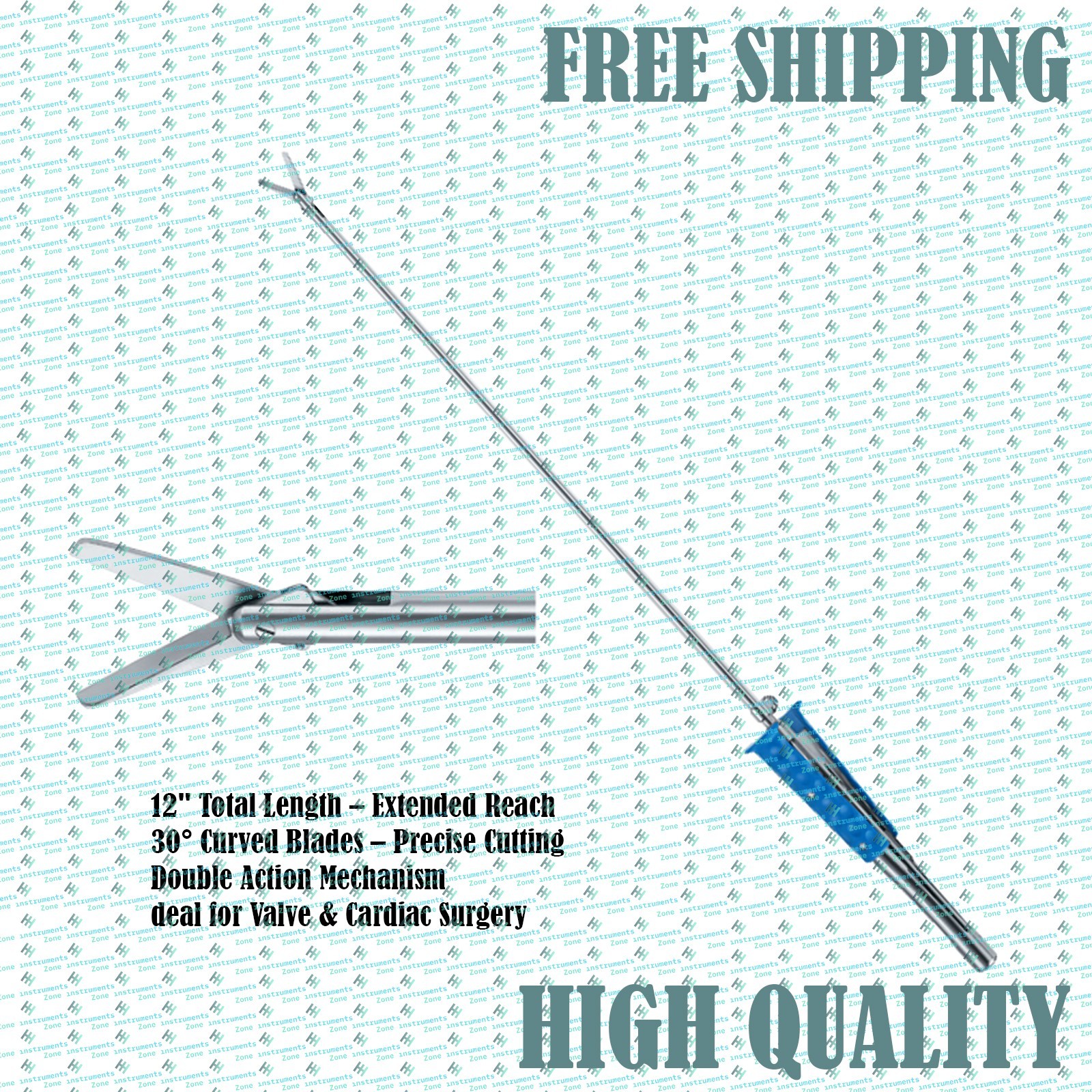 Valve XS Scissors 30° Curved Double Action | 12″ Cardiac VATS Surgical Tool