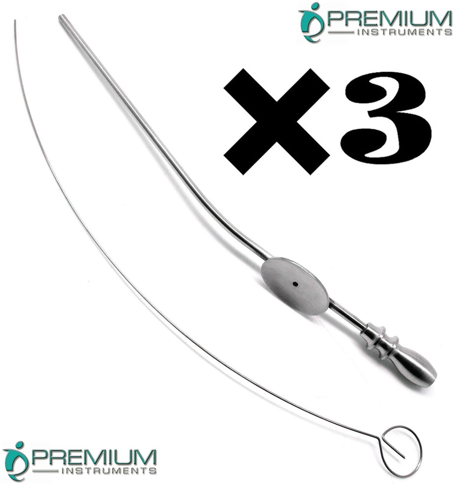 3× Baron Suction Tubes FR # 7 Surgical 2.3mm ENT Surgical Premium Instruments