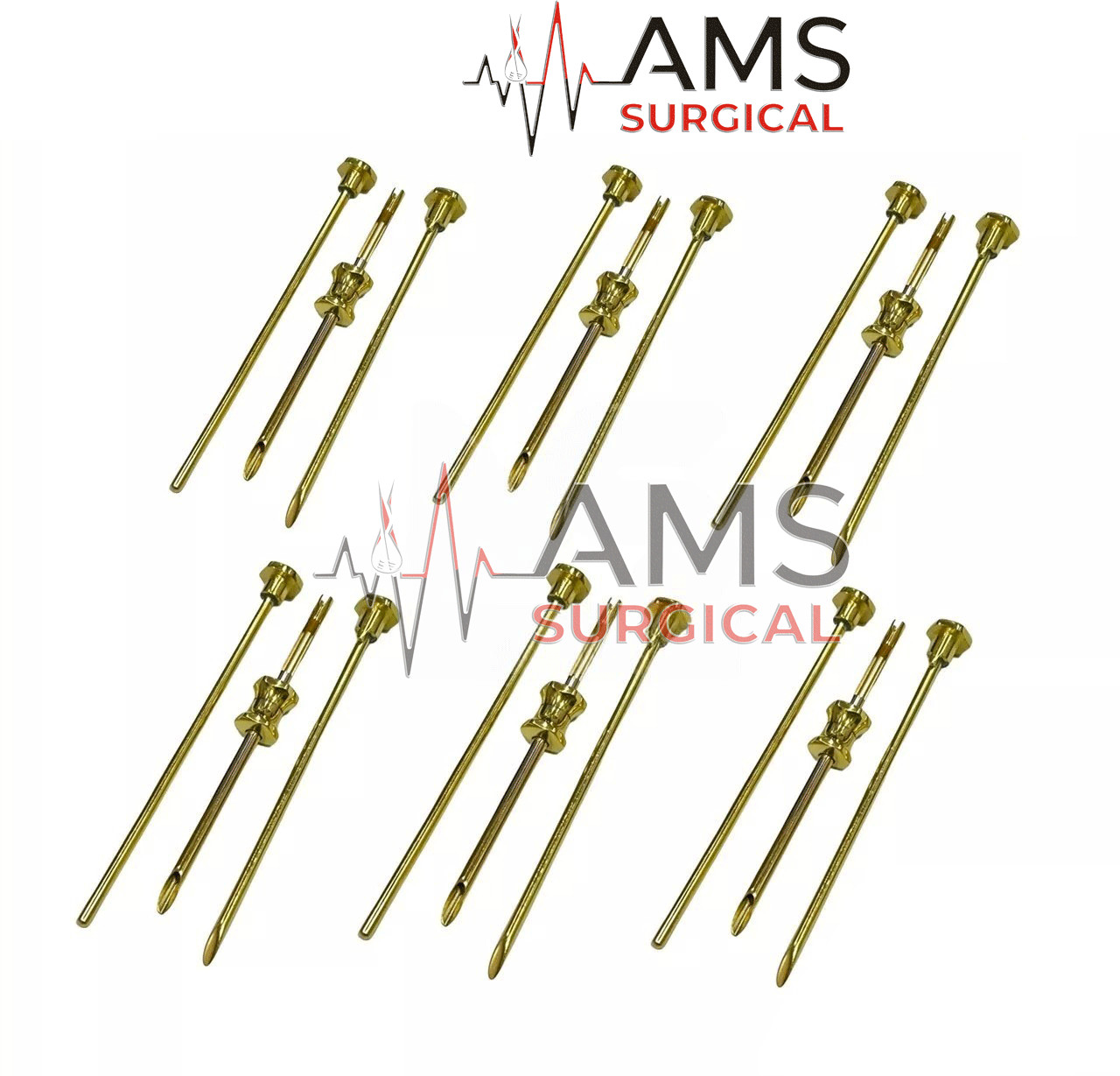 HRT Trocar 3.5mm Hormone Replacement Pellet Insertion 6 Sets Gold Coated