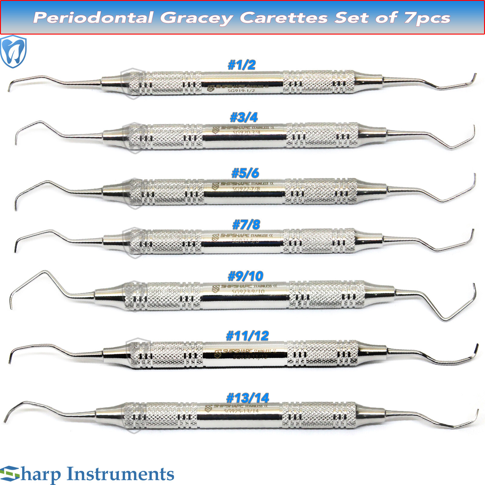 Gracey Curette 1/2,3/4,5/6,7/8,9/10,11/12,13/14 Double Ended Dental Curettes CE