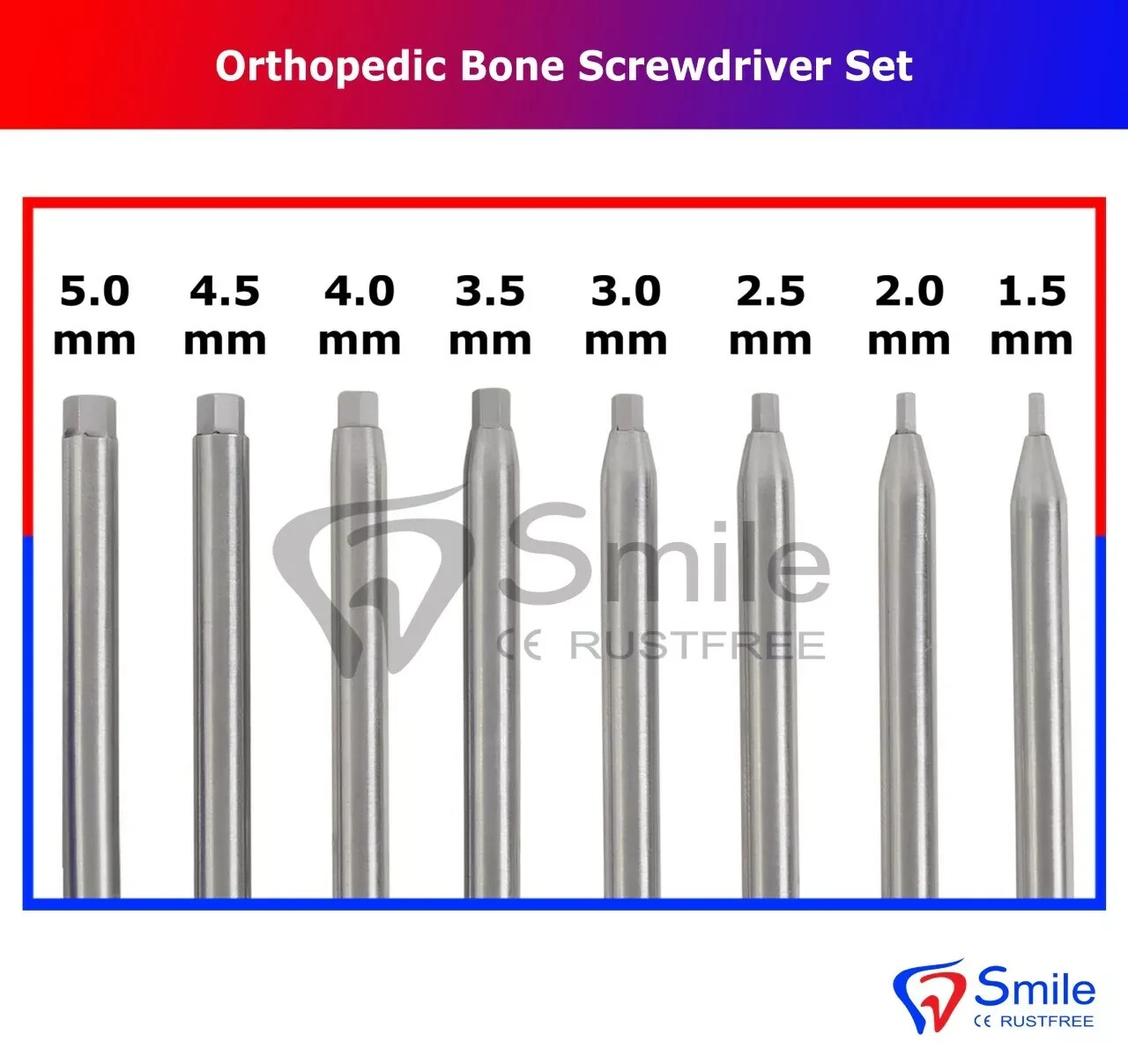 A Set Of 8 PCS Bone Screwdriver HEX Head Veterinary Orthopedics Instruments US