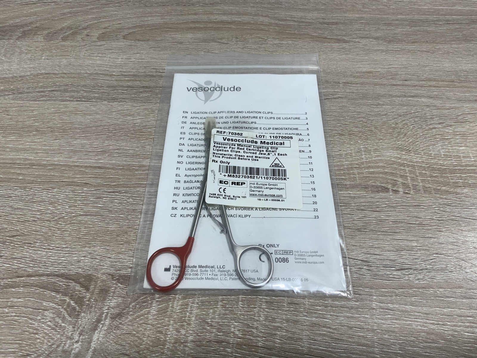 Symmetry 70362 Vesocclude Small Wide Ligation Clip Applier Curved 6”