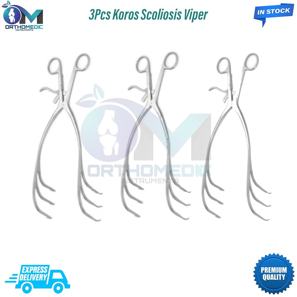 3Pcs Koros Scoliosis Viper or Total Hip Retractor 3×3 Orthopedic & Spine Surgery