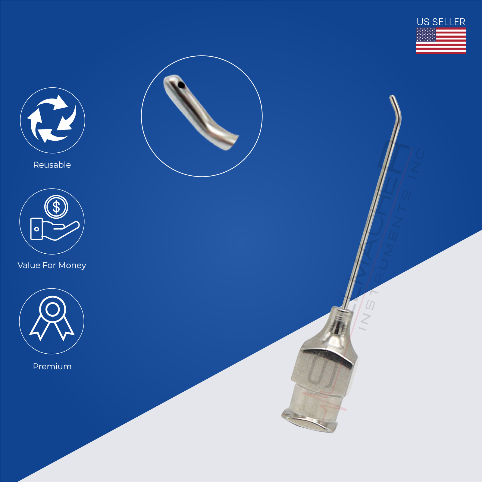 Anis, cortex extractor Angled 23 ga Stainless Steel Ophthalmic Instruments