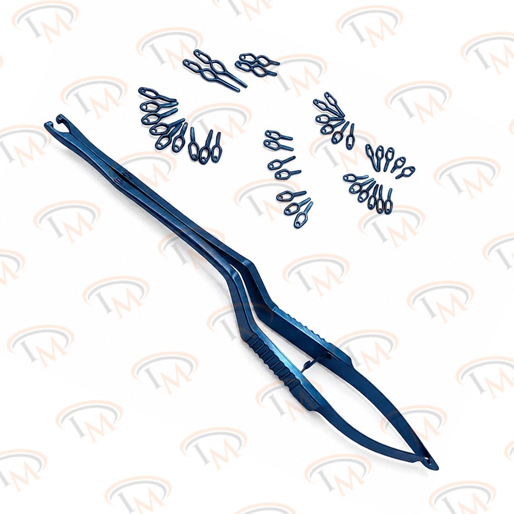 Aneurysm Titanium Clips Set | 40 Clips + Rotating Clip Applicator Instrument