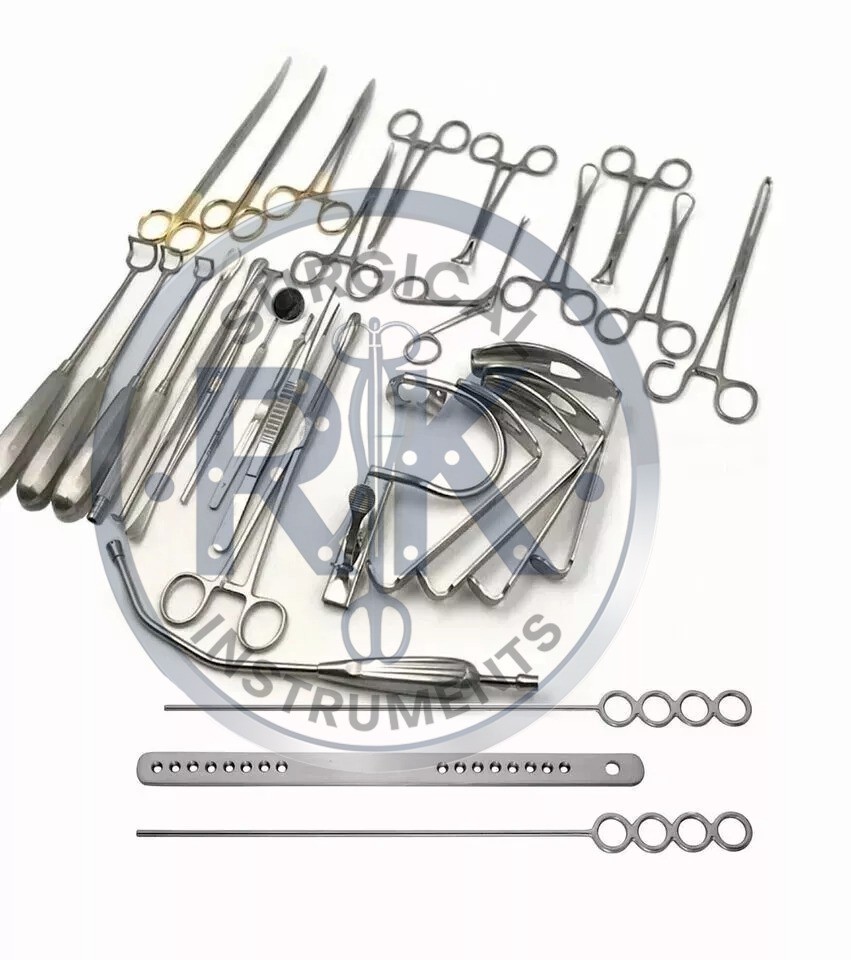 New Tonsillectomy and Adenoidectomy 30 pcs Set Surgical Instruments Kit with Box