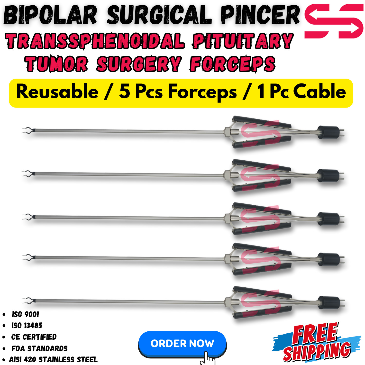 Bipolar Surgical Pincer-Transsphenoidal Pituitary Tumor Removal Surgery Reusable
