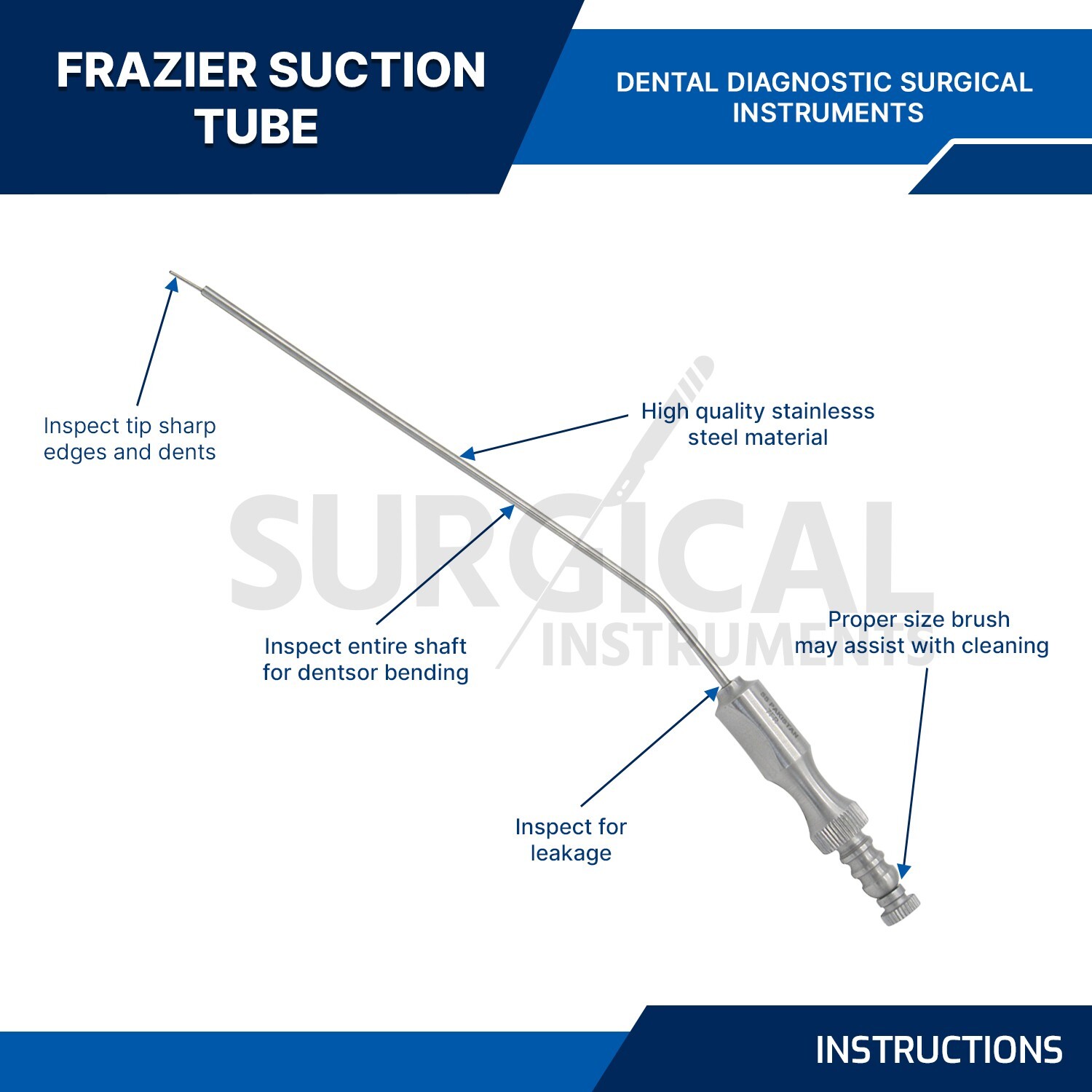12 Pcs Frazier Suction Tubes Neuro Surgical Ear Dental Veterinary German Grade