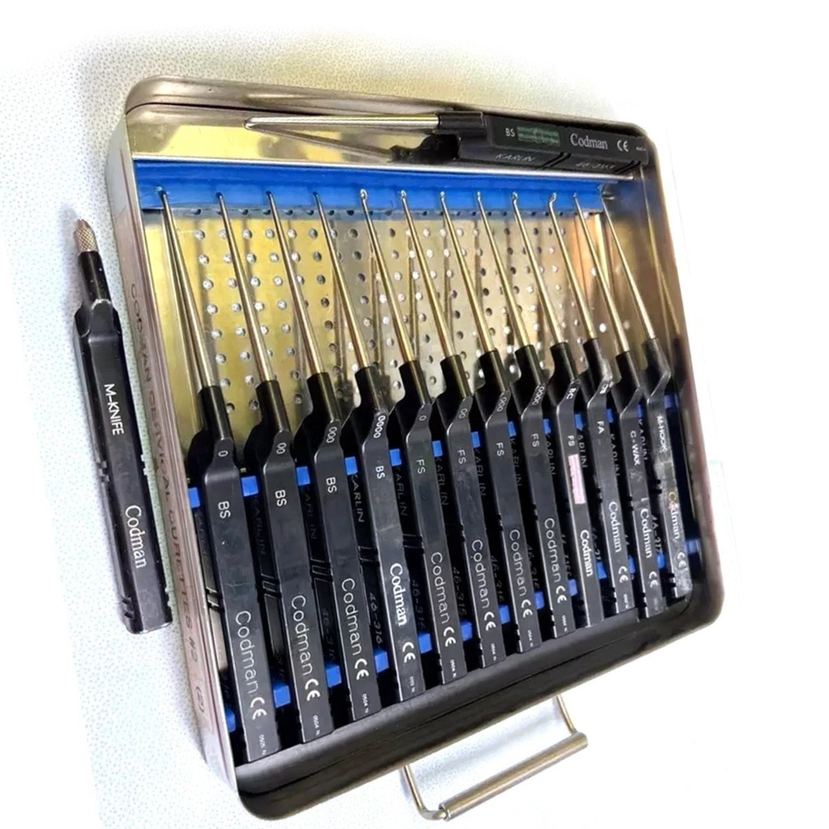 Lot Of 14 Codman Microdiscectomy Karlin Cervical Curettes Set w Tray
