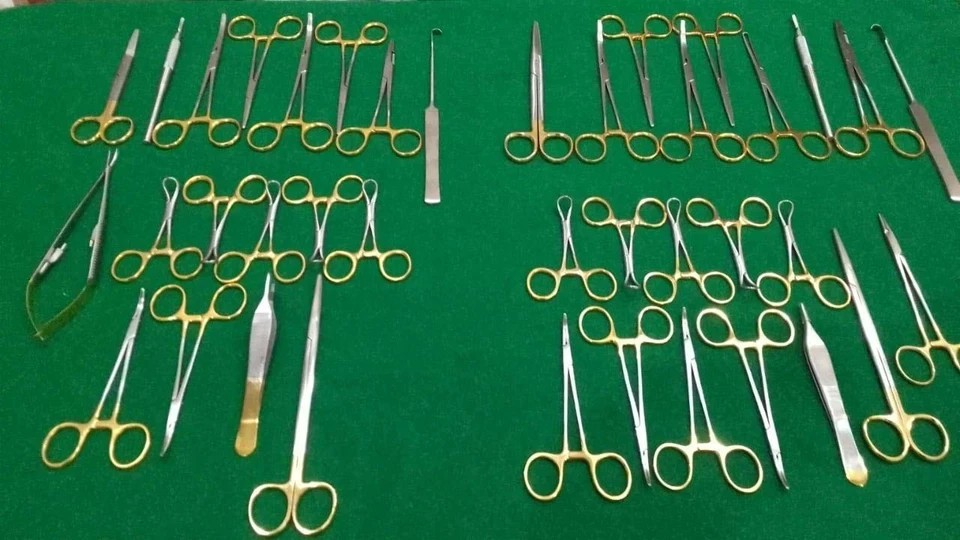 GENERAL SURGERY SPAY PACK SET OF 40 PCS GOLD HANDLE SURGICAL INSTRUMENTS KIT