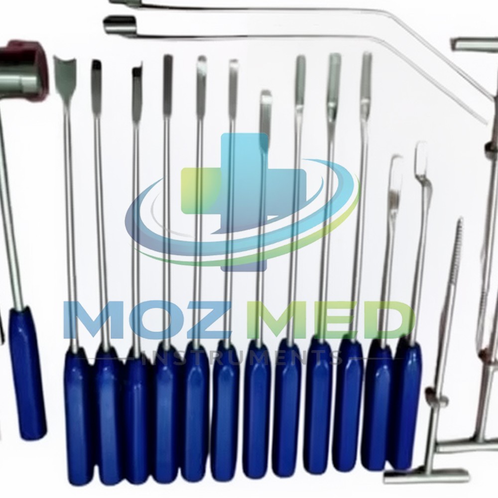 Mueller-Type Cement Removal Instruments Titanium Blue Set of 22 Pcs Orthopedic