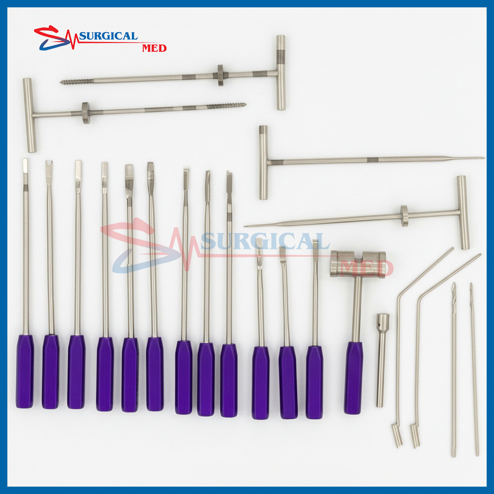Mueller-Type Cement Removal Instruments Titanium Blue Set of 22 Pcs Orthopedic