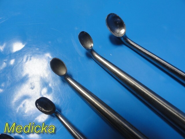 12X V. Mueller Zimmer Assorted Bone Curettes; Oval Cup | Straight/Angled ~ 35759
