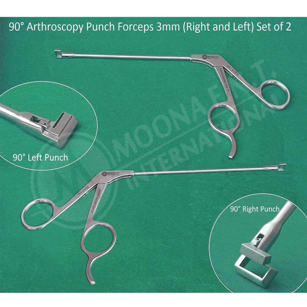 90° Arthroscopy Punch Cutting Forceps 3mm (Right and Left) Set of 2 Orthopedics