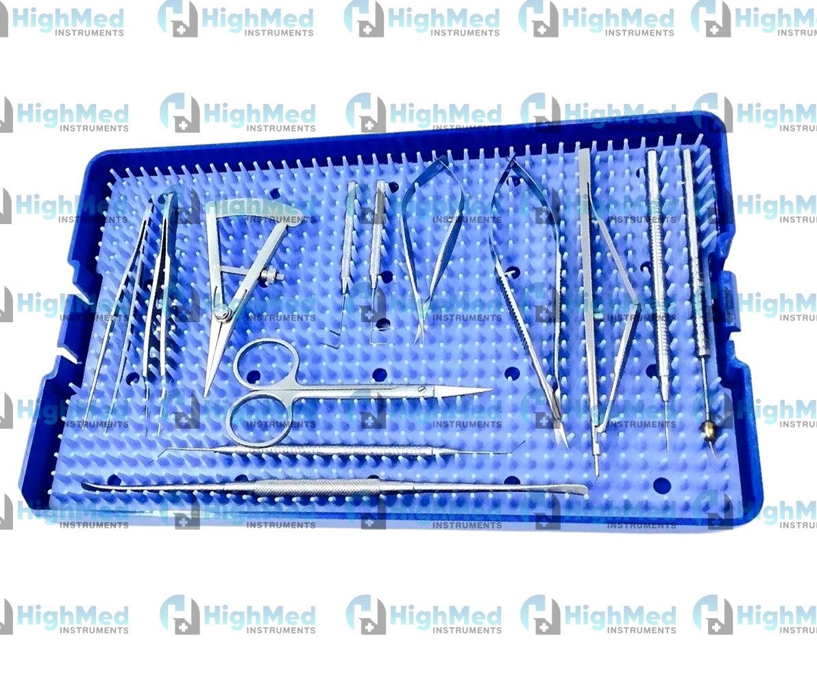 glaucoma surgical instruments kit set ophthalmic silicone tray Stainless steel