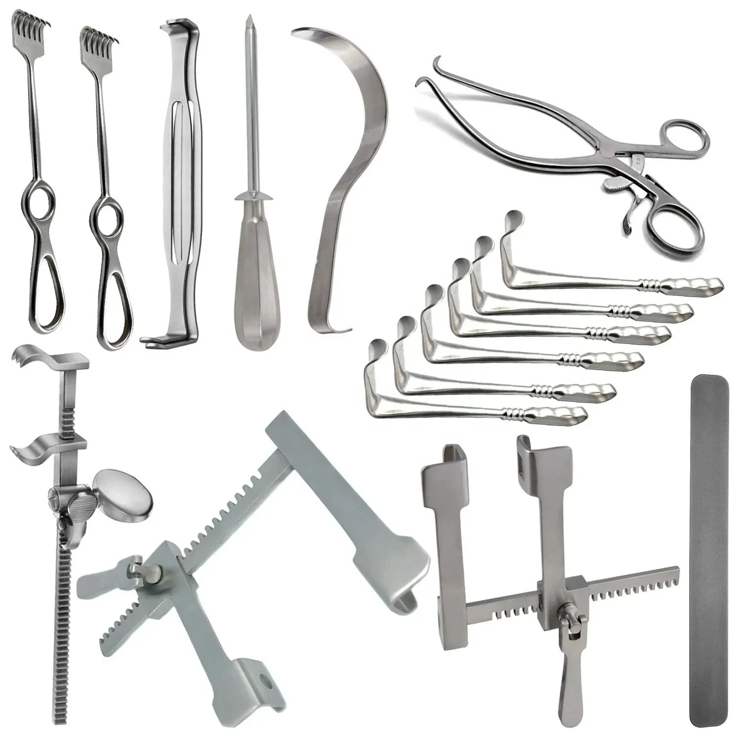 Retractor Instrument Set of 17pcs Basic Abdominal Major Surgery General Nasal Mi