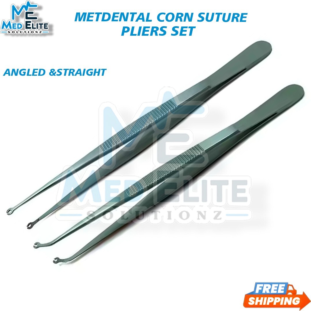 Dental Corn Suture Angled, Straight Pliers 6 Surgical Forceps Tweezers Set of 2