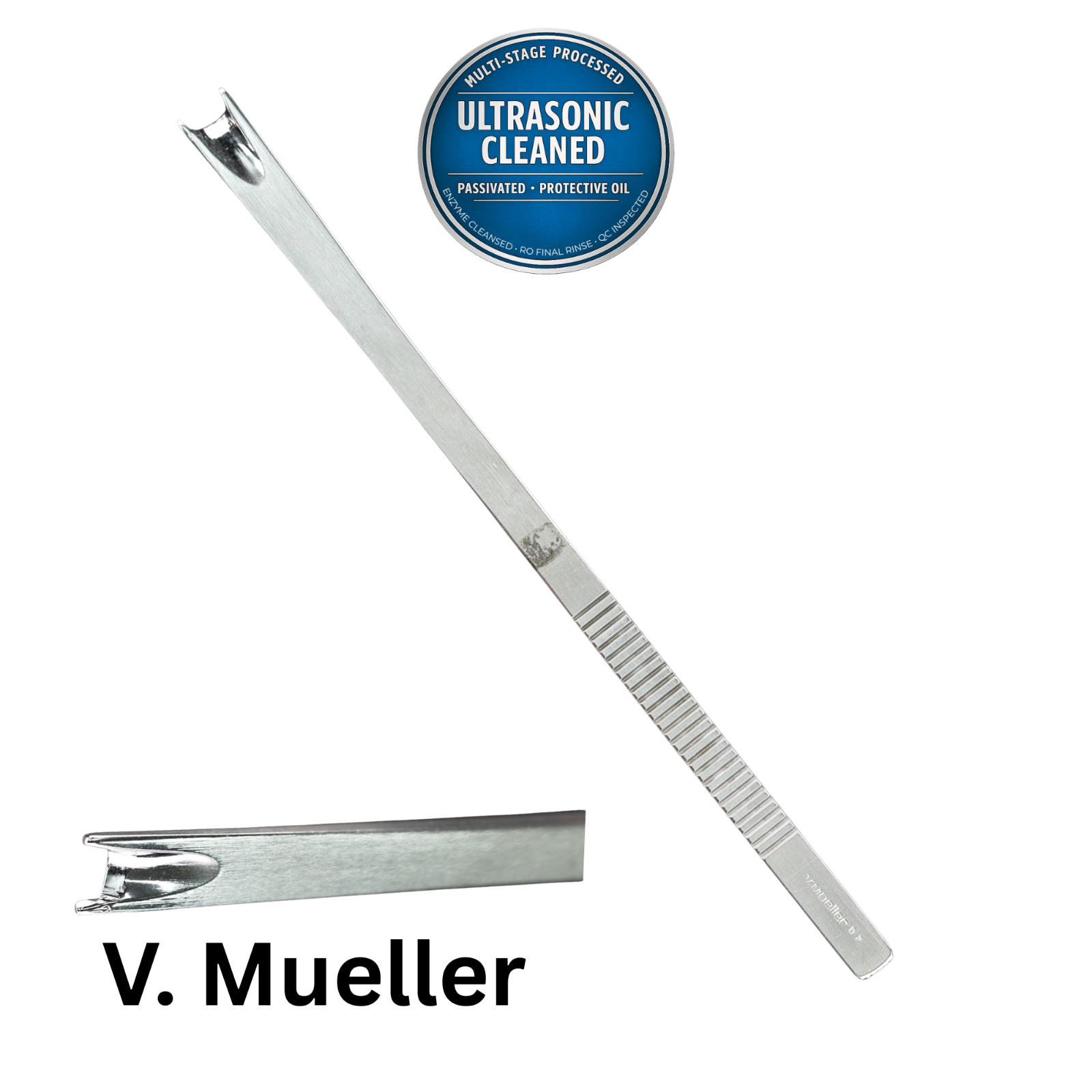 V Mueller RH1457 Osteotome, Guarded Parkes Hump Gouge, Straight, 10 mm, 7″