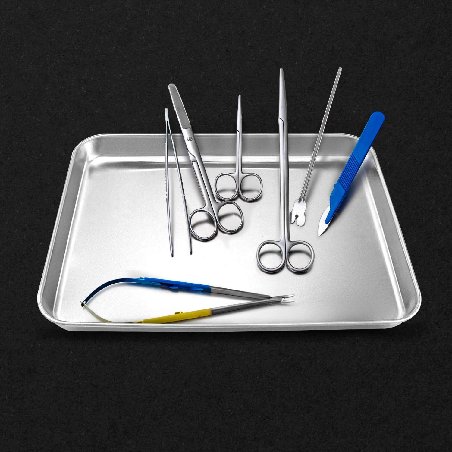 “Stainless Steel Surgical Tray 10×7.8×1” for Tattoo, Medical Tools, Flat Bottom