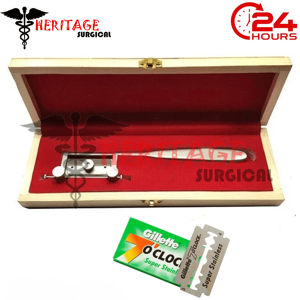 Silver Skin Graft Knife Handle with Dermatome Skin Blade Surgical Instrument Kit