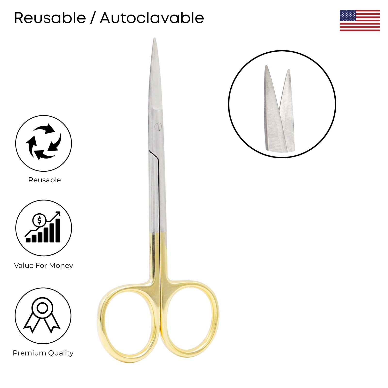Operating Iris Standard Scissors Straight 11cm Stainless Steel Surgical Tools