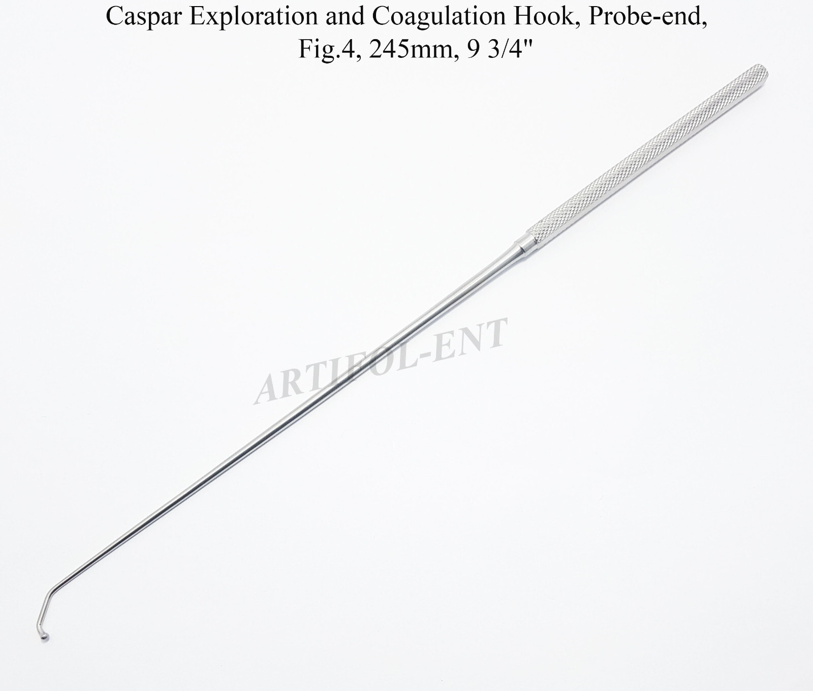 Caspar Exploration and Coagulation Vessel Hook Probe-end Fig.4 245mm 9 3/4″