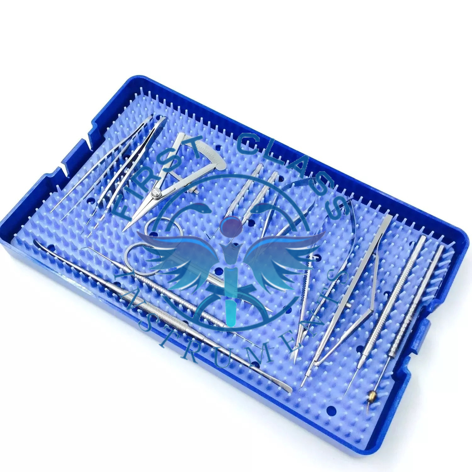 glaucoma surgical instruments kit set ophthalmic & silicone tray Stainless steel