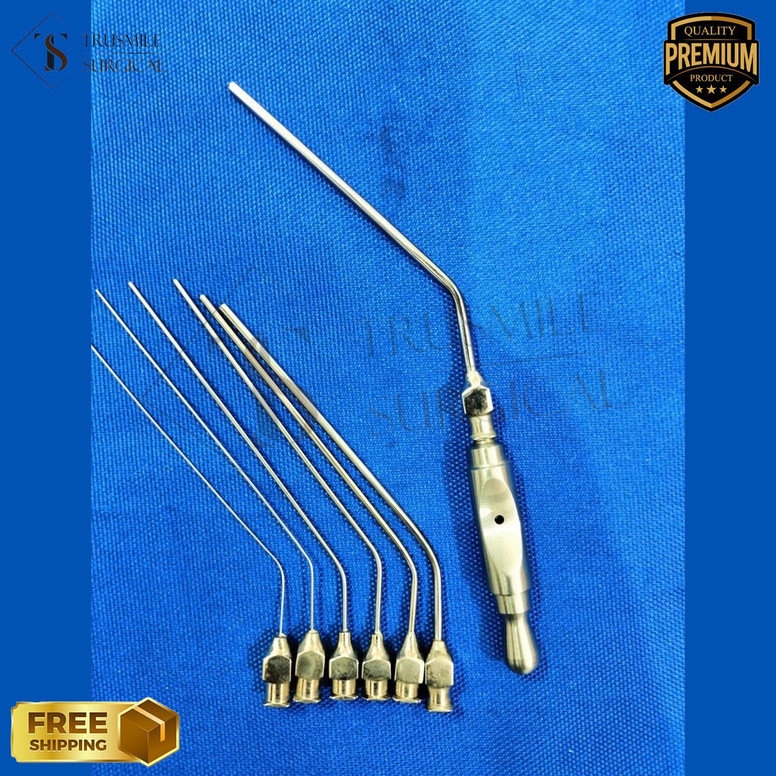 ENT Micro Suction Tip Set of 7 Cannula 12G/14G/16G/18G/20G/22G/24G+1 Adapter ENT