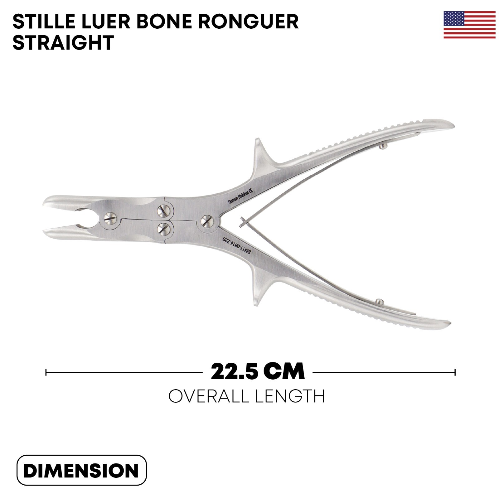 Stille Luer Bone Rongeur 22.5cm Straight Double Action Orthopedic Surgical Tool