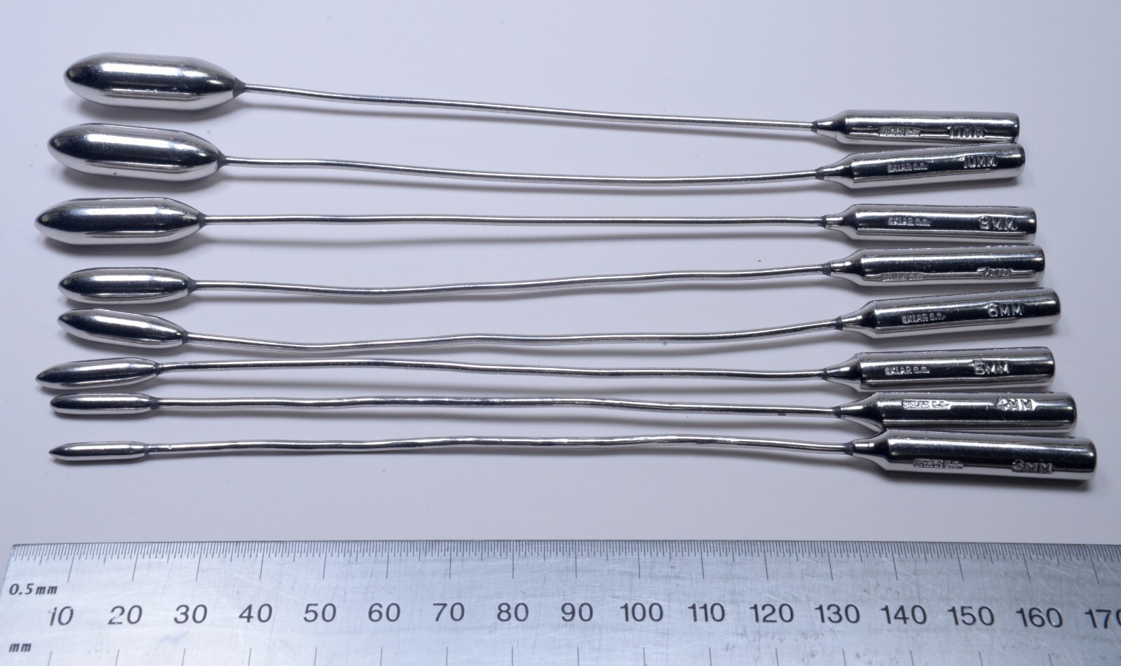 Lot of 8 Sklar SS Dilators 3-7mm 9-11mm Stainless Steel Surgical