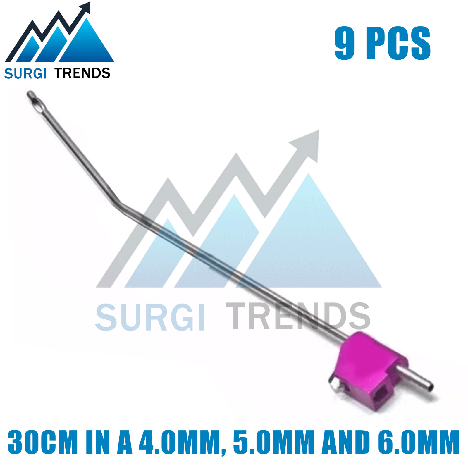 Liposuction Cannulas 30cm in a 4.0mm, 5.0mm and 6.0mm 9 Pcs
