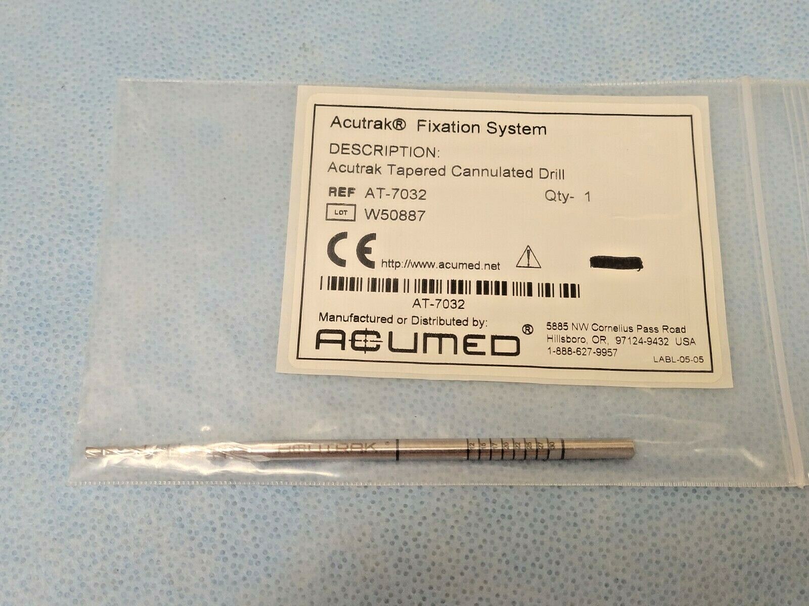 Acumed AT-7032 Acutrak Tapered Cannulated Drill Bit 30 Day Warranty