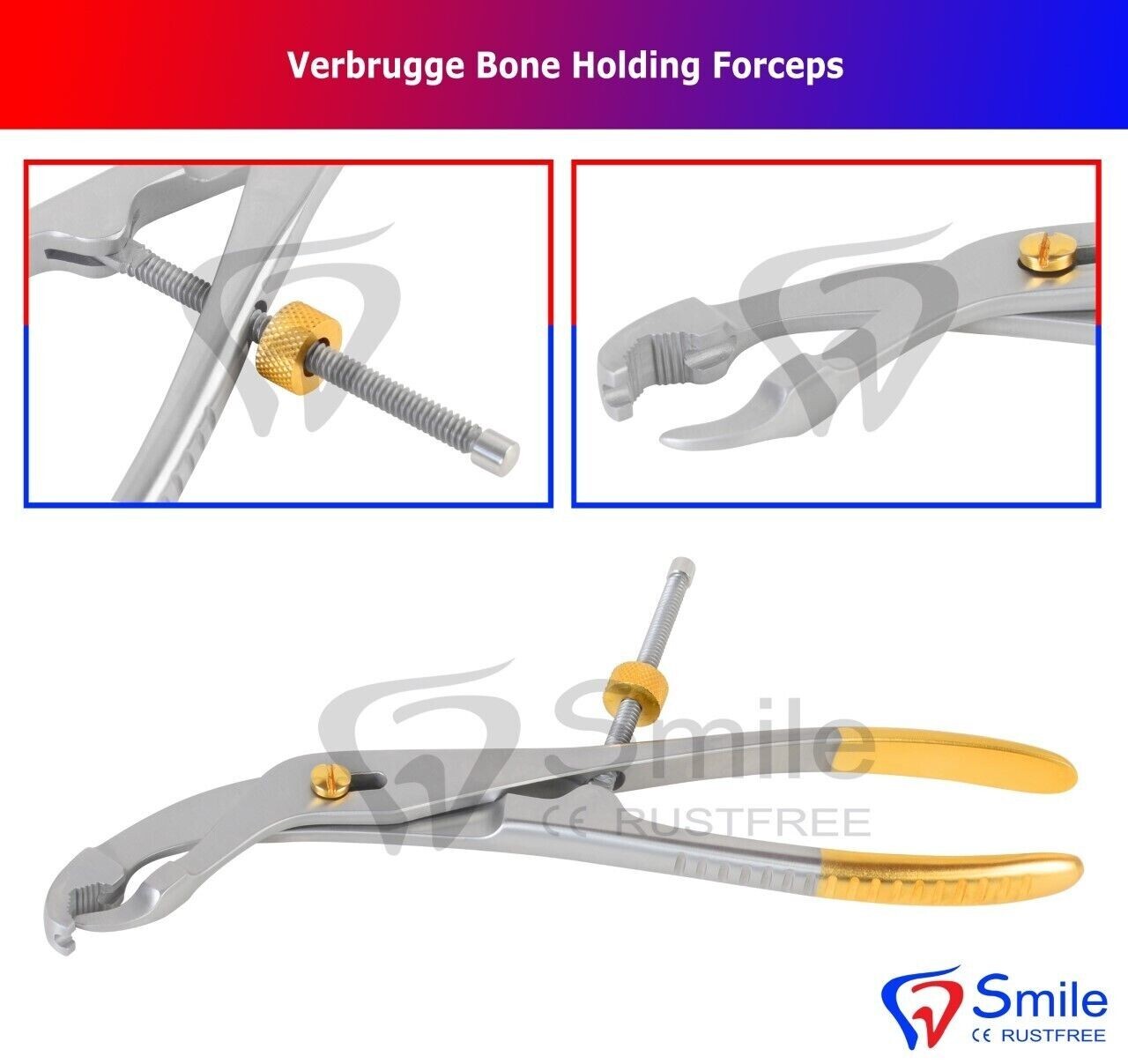 Orthopedic Bone Holding Forceps 16cm Self Centering Orthopaedic Instruments FDA