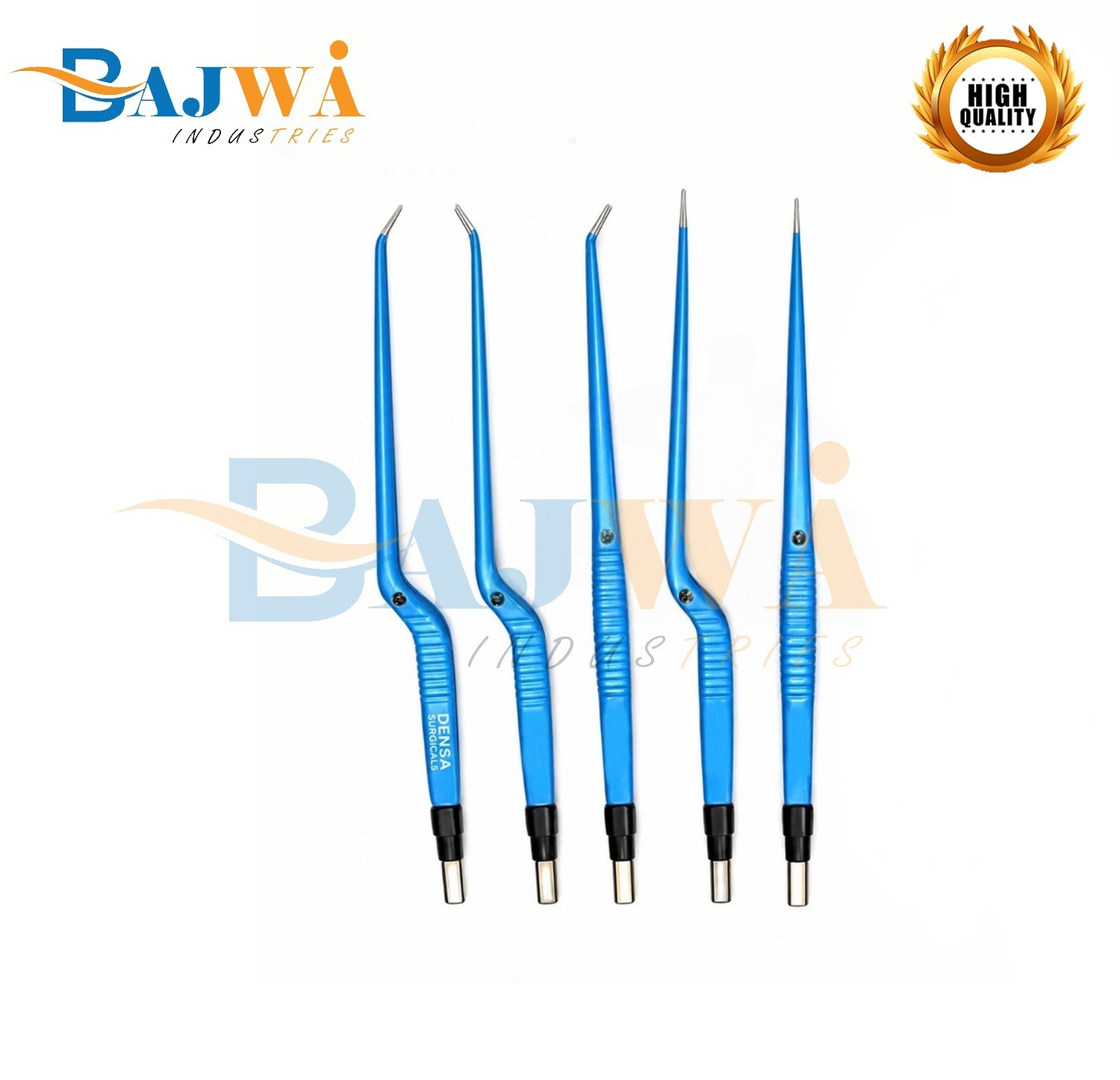 European Bipolar Forceps Set of 5 Pcs, 22cm, 1.5mm Tip, 3m Cable, Reusable