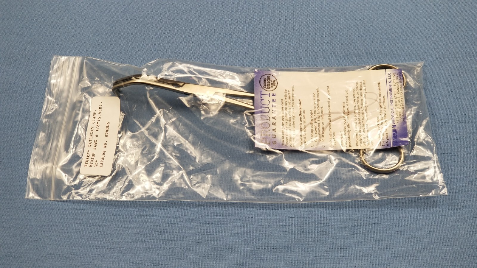 German Stainless Steel Debakey Satinsky Clamp 374068