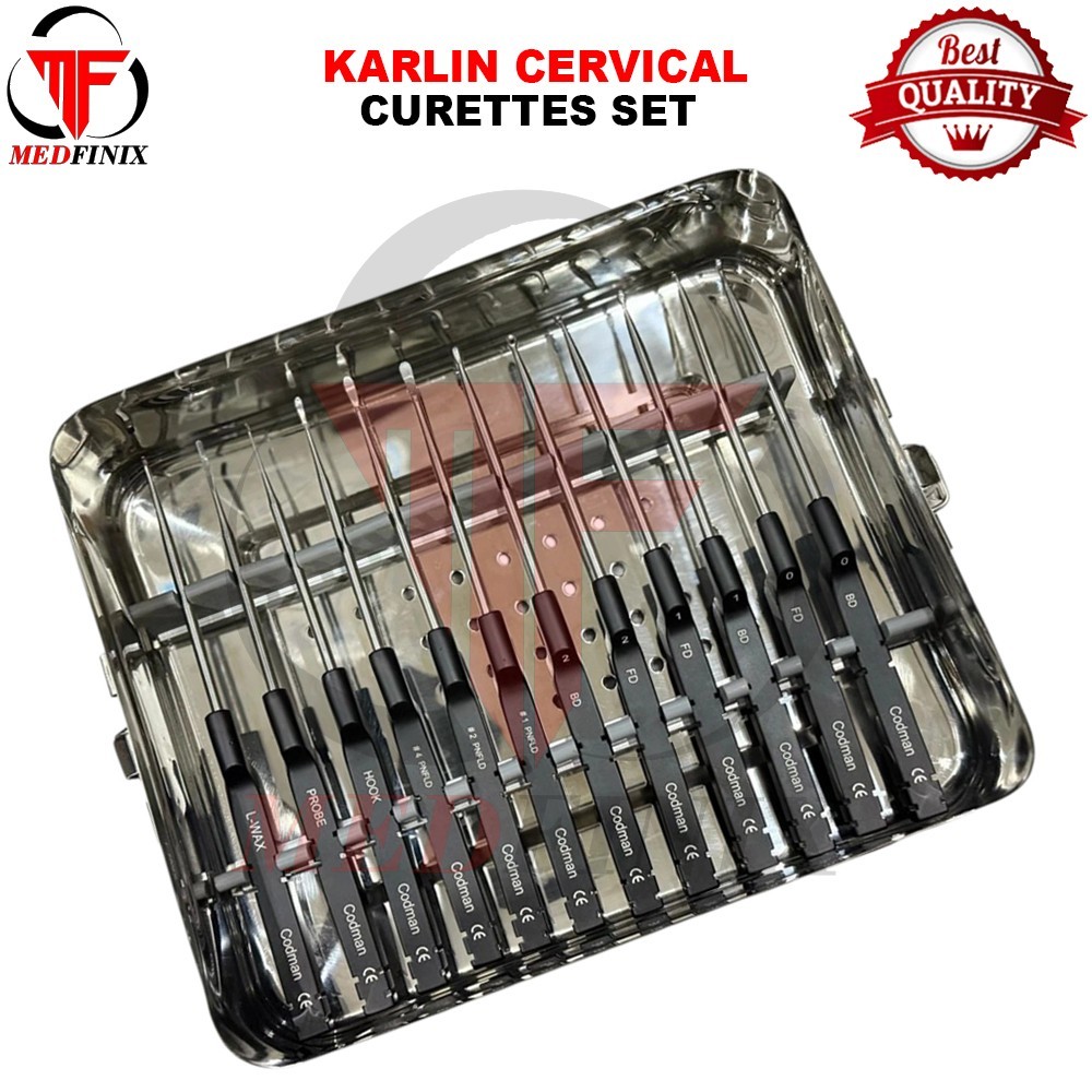 Lot Of 14 Codman Microdiscectomy Karlin Cervical Curettes Set W-Tray