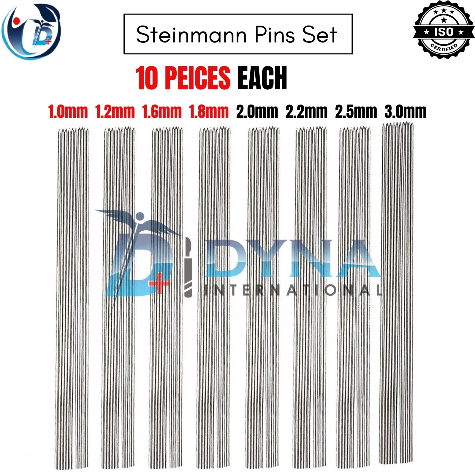 Steinmann Pins Set of 80 Pcs – 19cm Orthopedic Veterinary Surgical Instrument CE