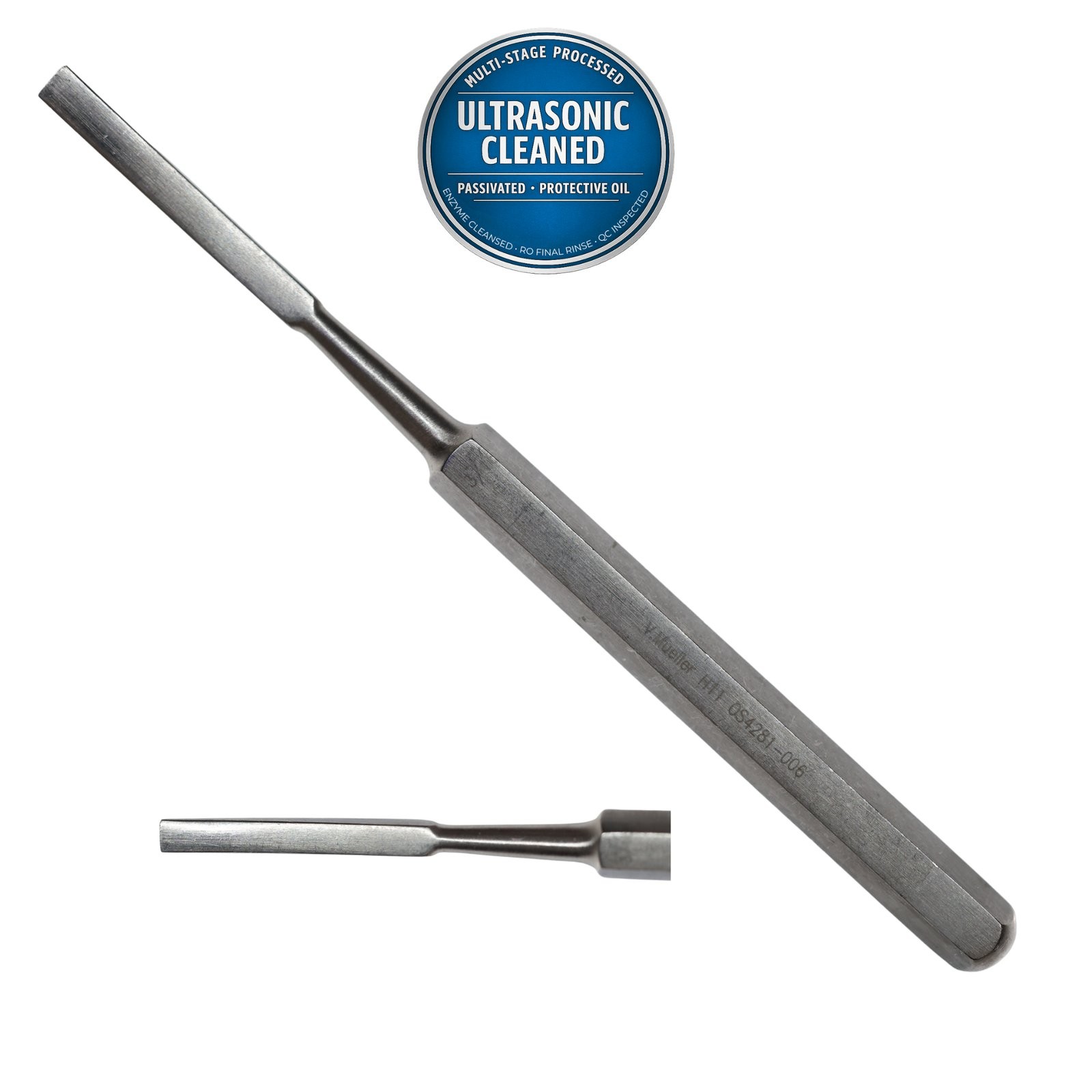 V Mueller OS4281-006 Hoke Osteotome, Curved, 5mm Wide Blade, 5-7/8in