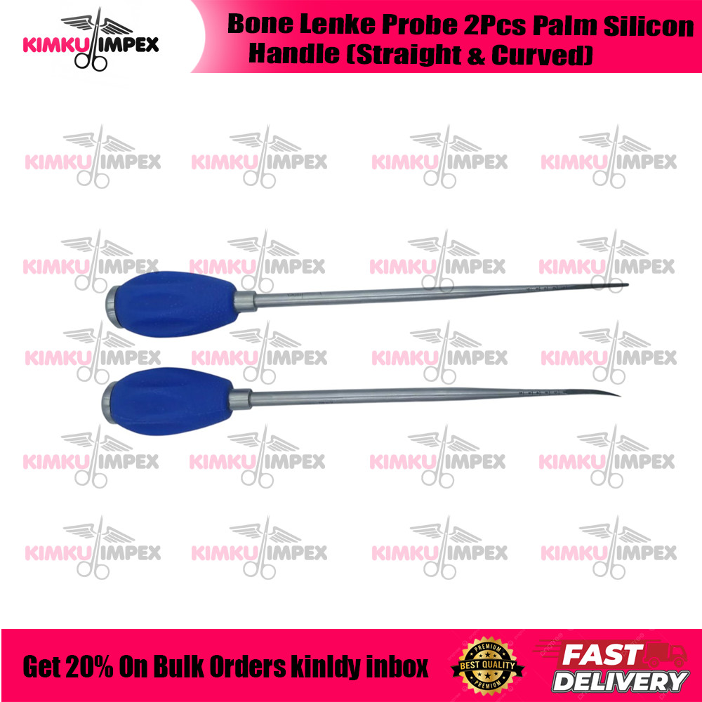 Bone Lenke Probe 2Pcs Palm Silicon Handle (Straight & Curved)