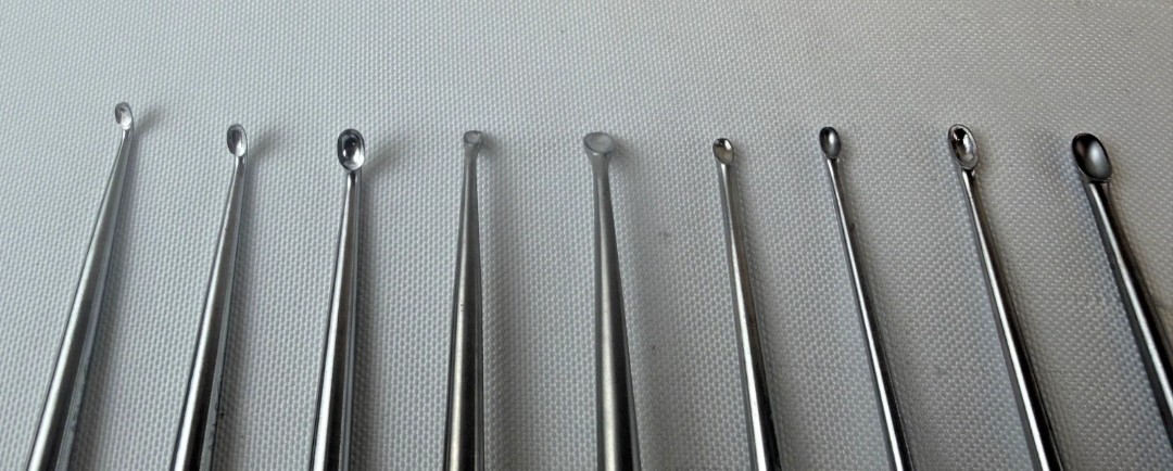 Set of 9 Millennium 9″ Brun Bone Curettes Reverse & Forward Angle Straight Neuro