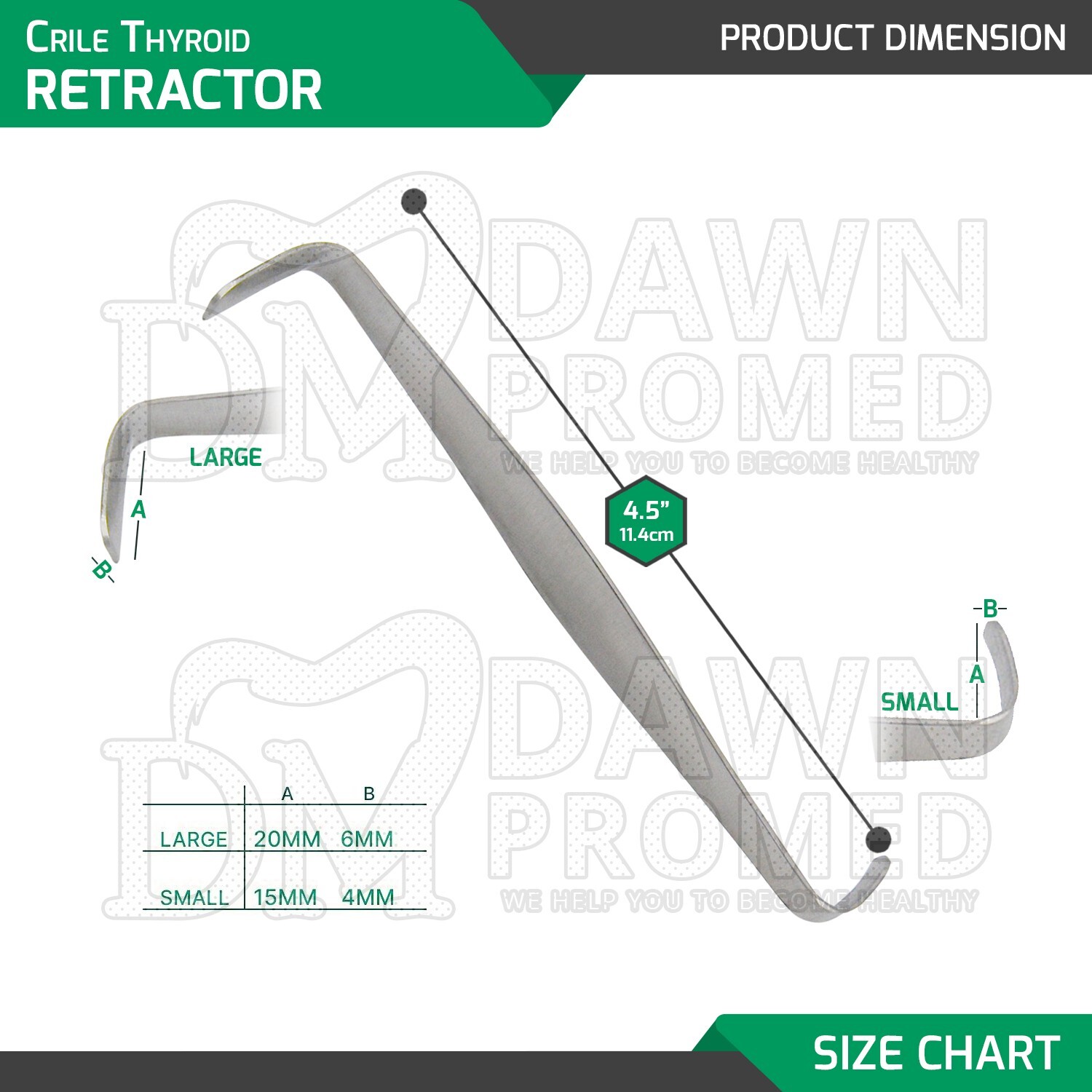 Crile Thyroid Retractor 4.5″ Medical Surgical Orthopedic Instrument German Grade