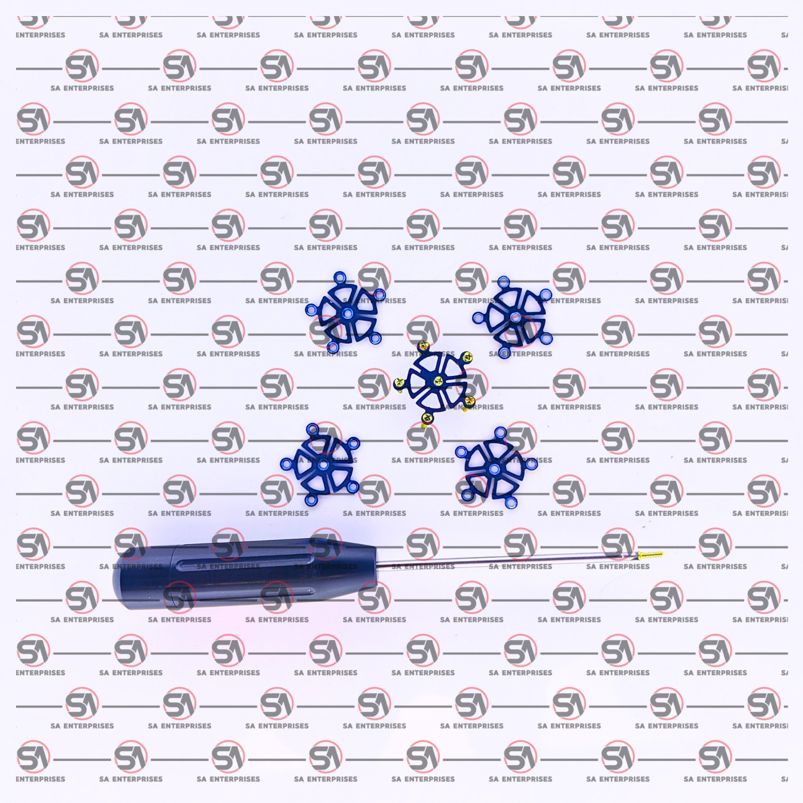 Maxillofacial Mini Burr Hole Mesh Plates & Cross Head Self Drill Screws 36 Pcs